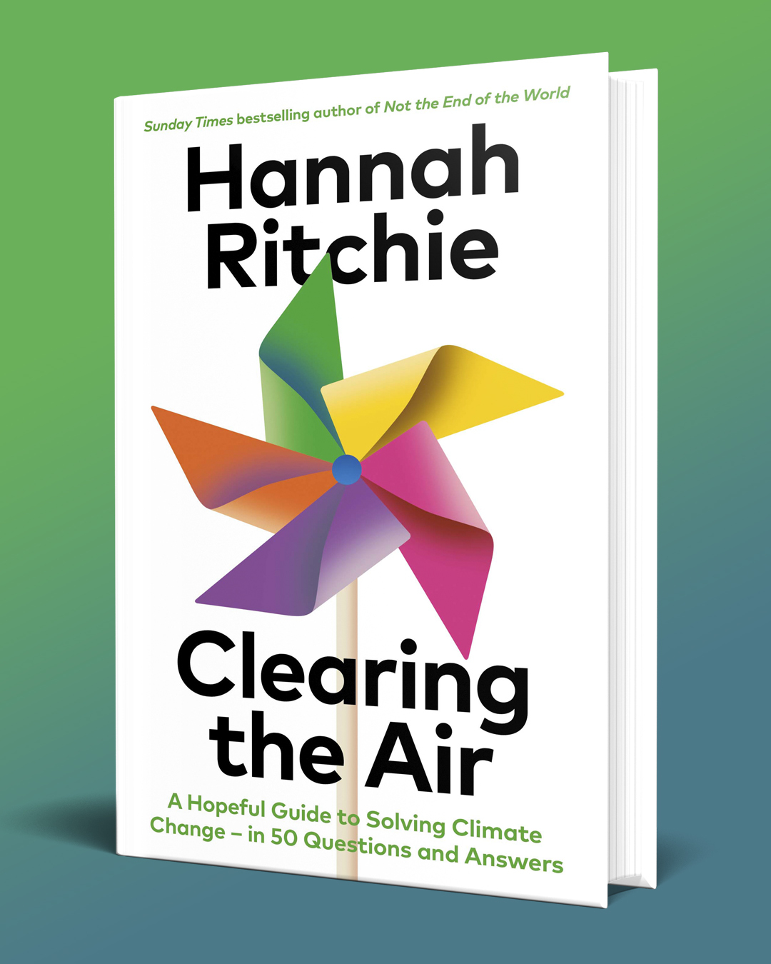 An image of the cover of Hannah Ritchie's upcoming book, Clearing the Air, to be released on September 18th 2025 in the UK.